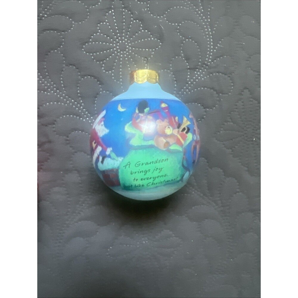 Vintage 1989 Hallmark Keepsake Ornament Grandson Glass Ball Holiday Decor Accent - Picture 6 of 6